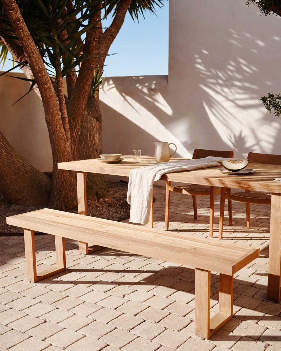 Banco 100% exterior Canadell de madera maciza de teca reciclada 210 cm