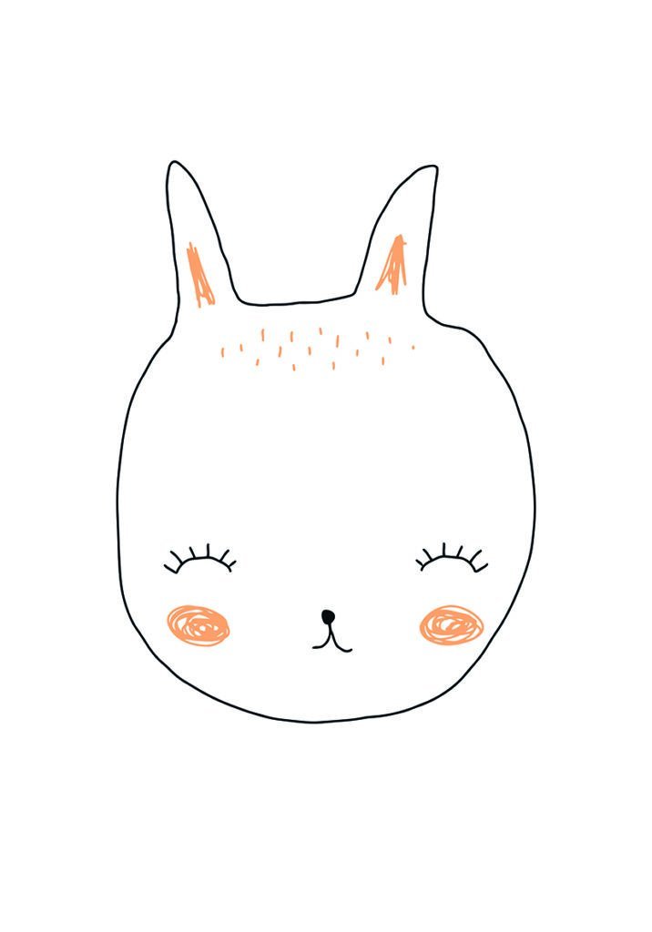 Boceto Animal Minimalista con Detalles en Naranja
