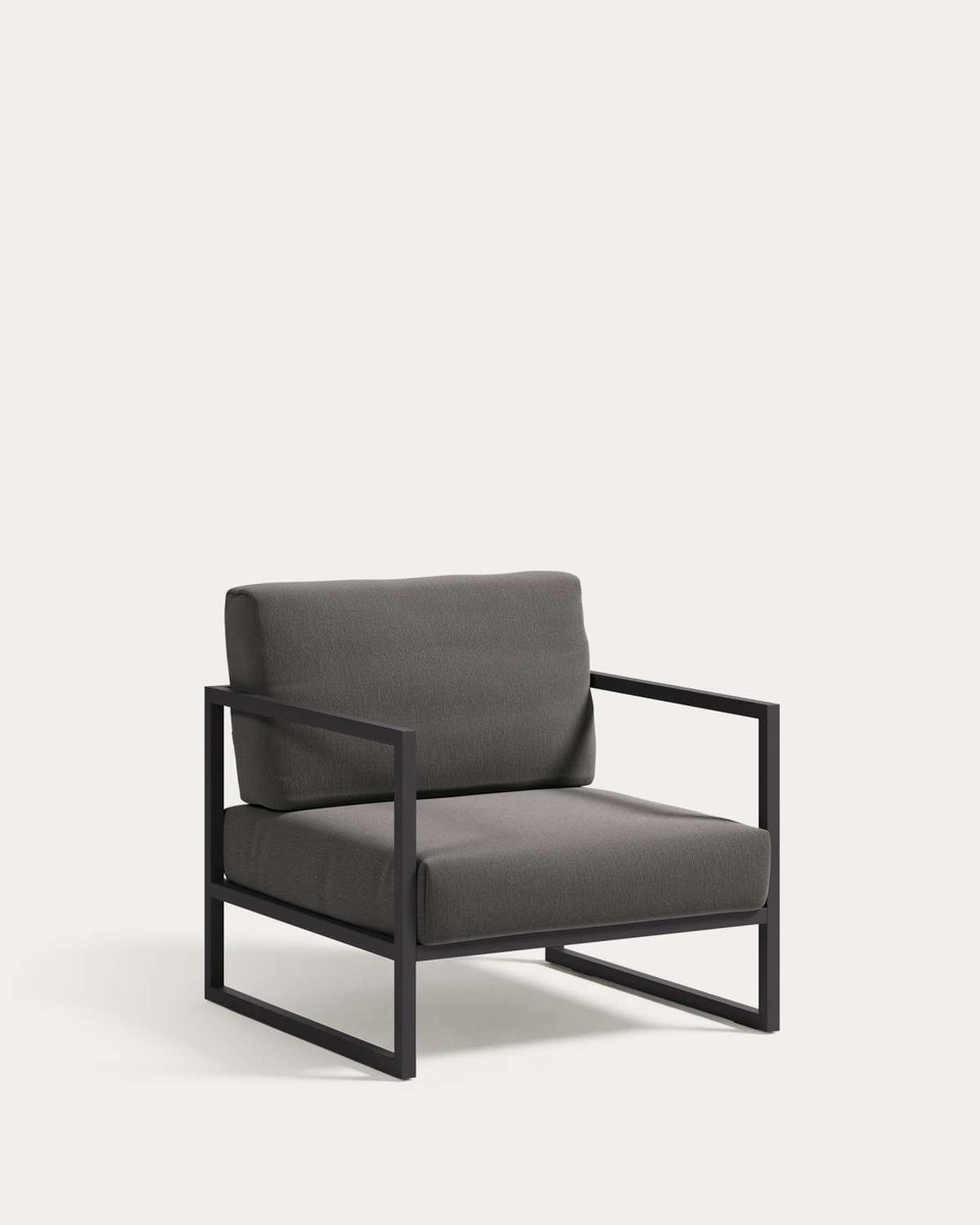 Butaca 100% exterior Comova gris oscuro y de aluminio negro