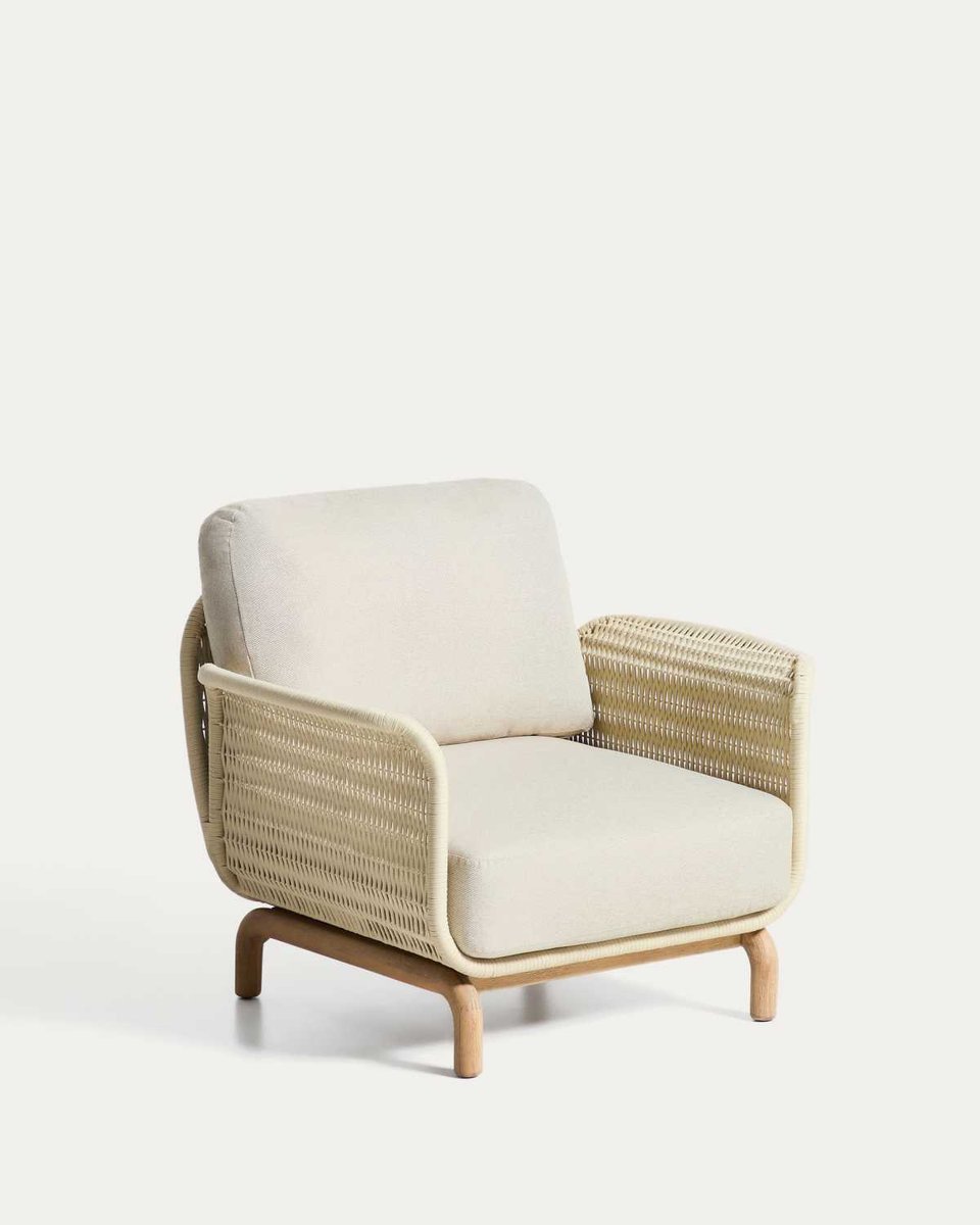 Butaca Alipa de madera maciza de acacia y cuerda crudo FSC 100%