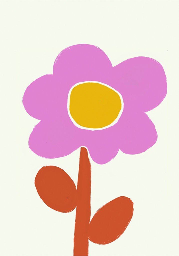 Flor rosa en arte minimalista