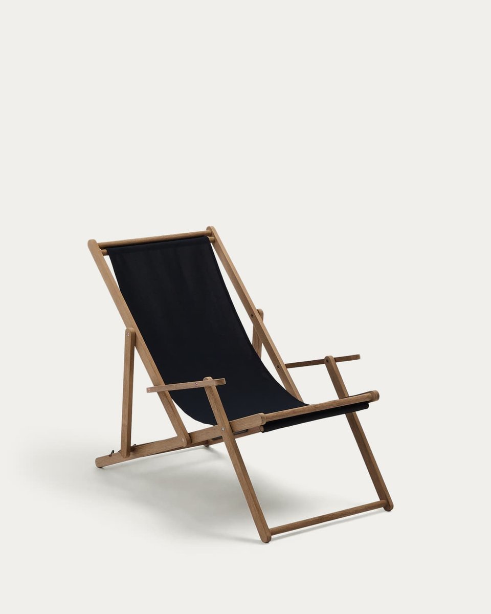 Hamaca plegable de exterior Vilara negro de madera maciza de acacia FSC 100%