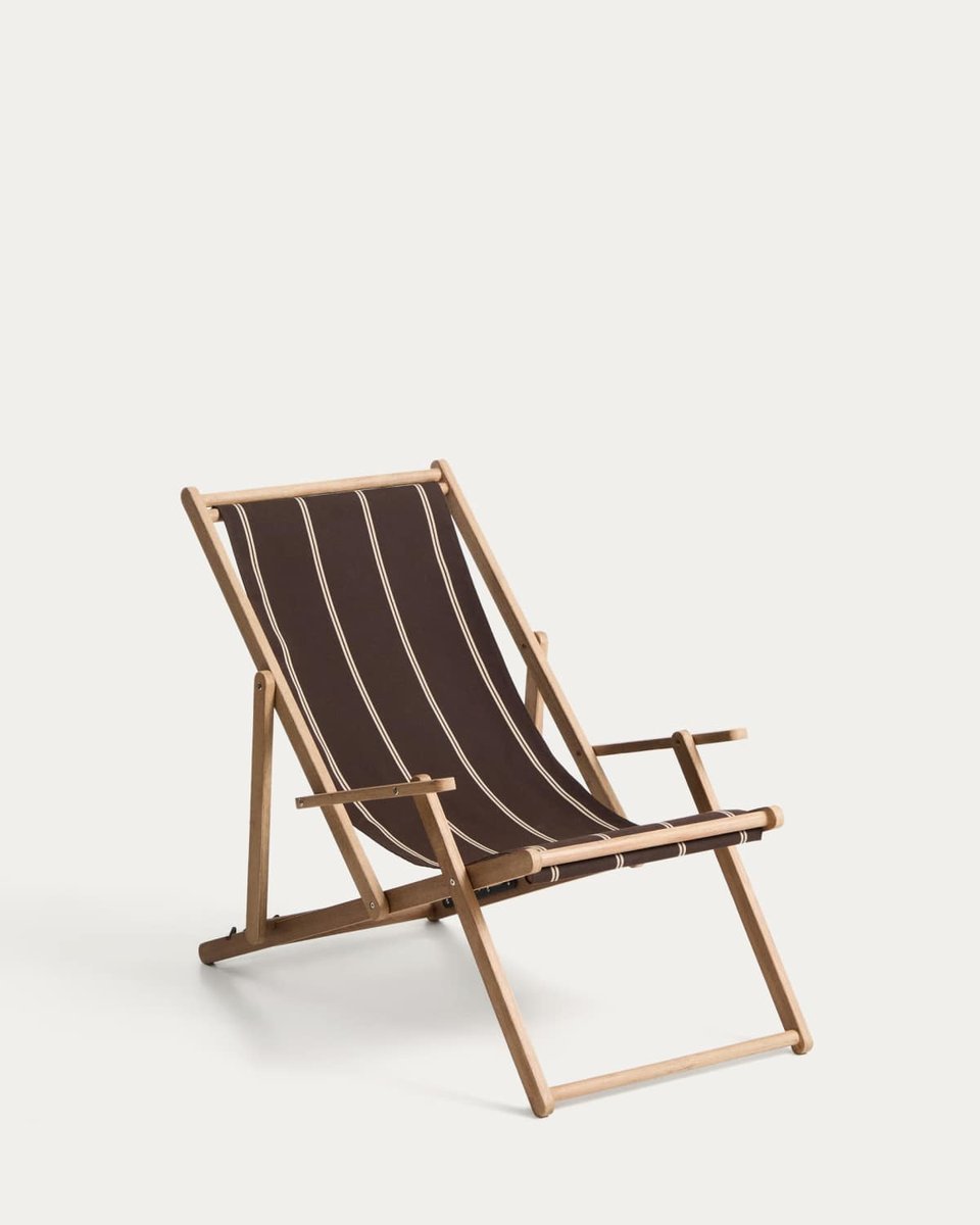 Hamaca plegable de exterior Vilara rayas marrón y beige de madera maciza de acacia FSC 100%