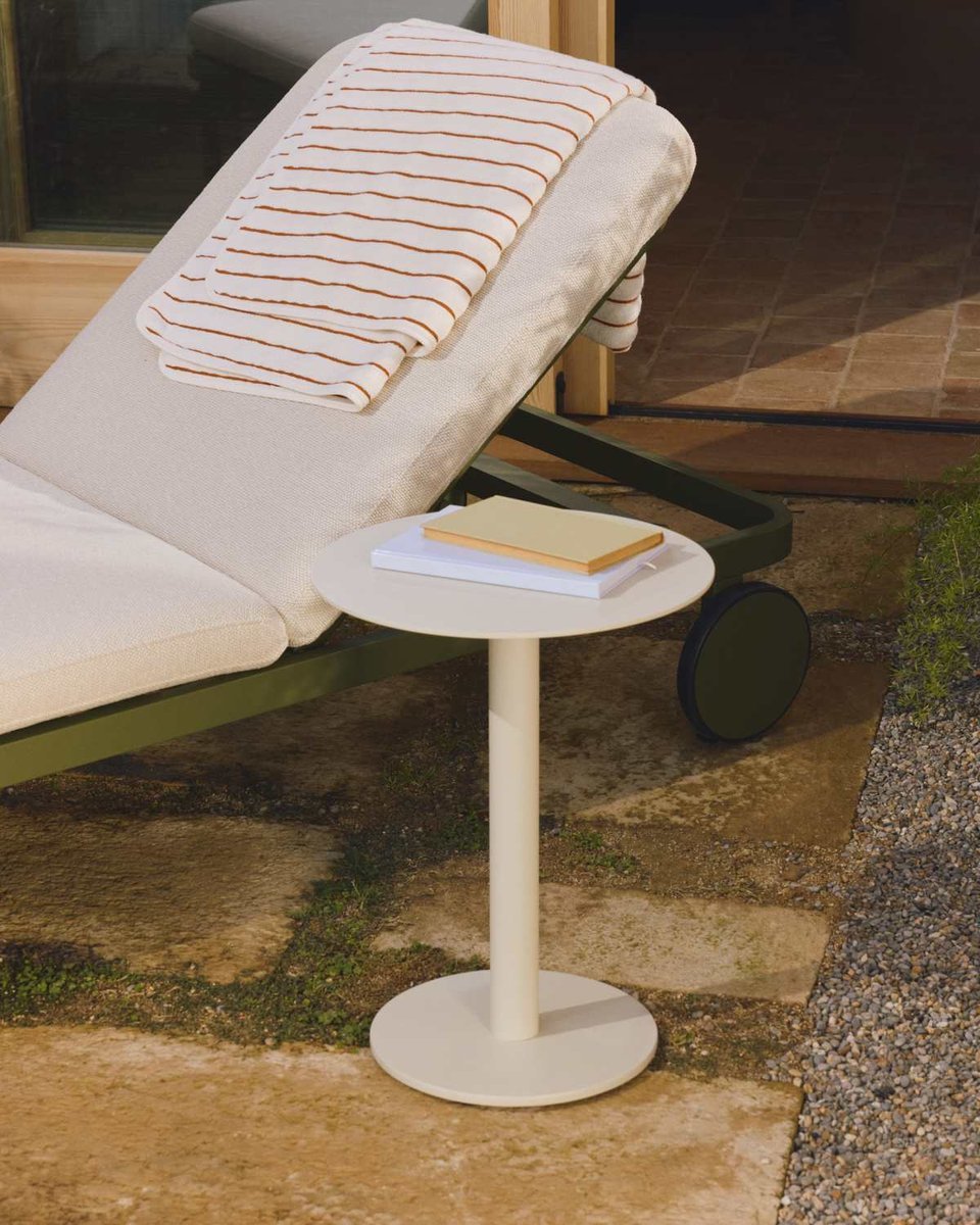 Mesa auxiliar Asinara de aluminio crudo Ø40 cm