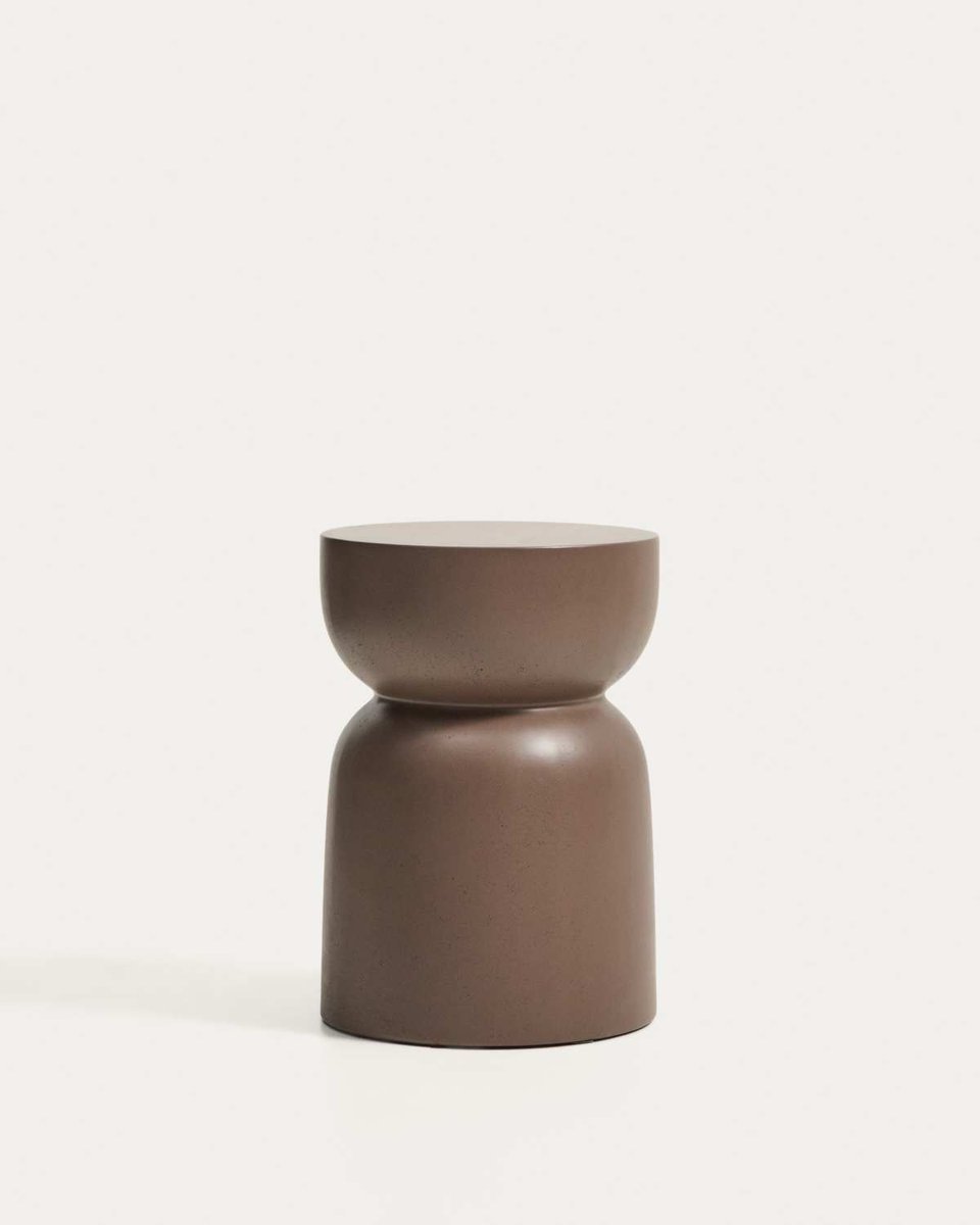 Mesa auxiliar Garbet de cemento marrón Ø 32 cm