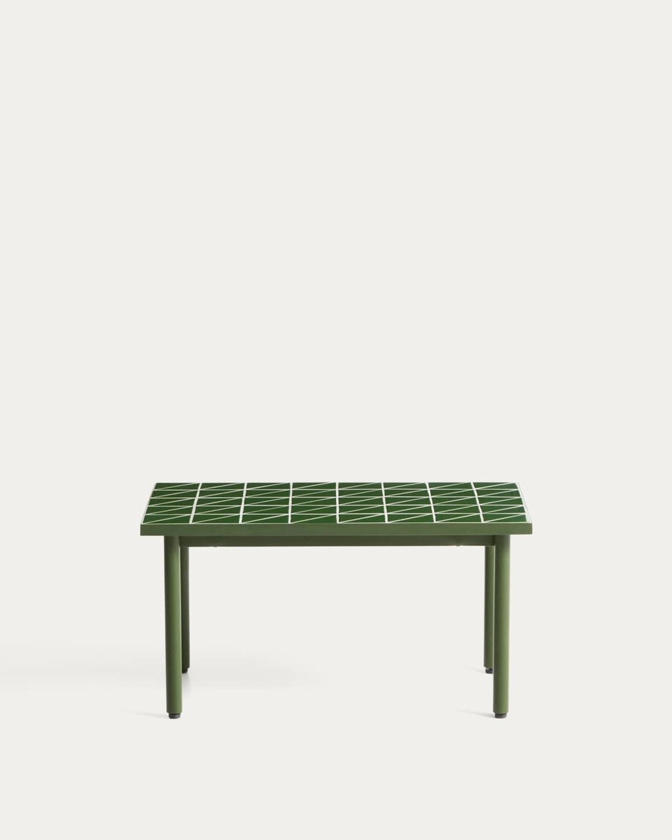 Mesa auxiliar Maurina de acero galvanizado verde con azulejos verdes 81 x 51 cm
