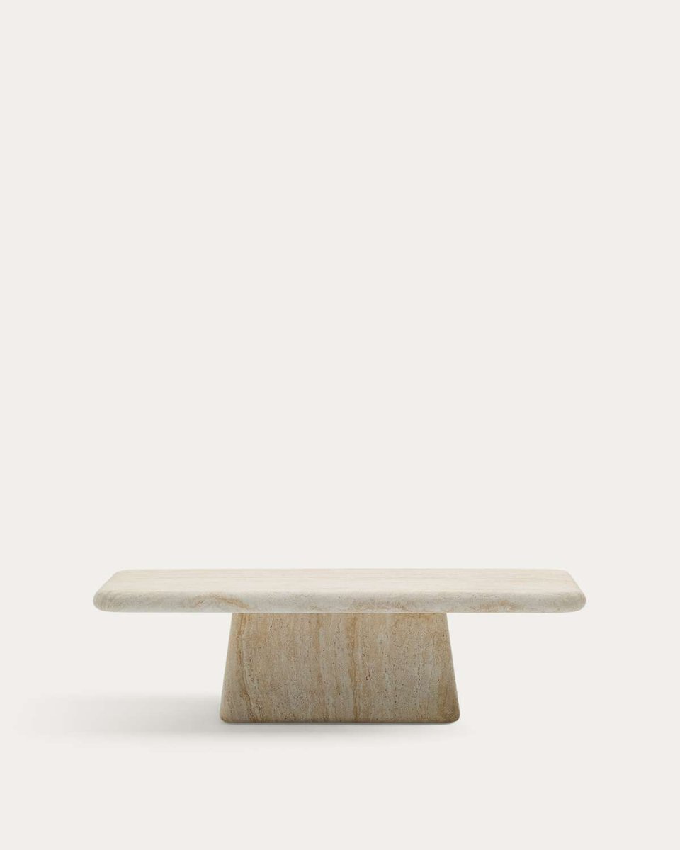 Mesa de centro Drasi de cemento con acabado efecto travertino 140 x 70 cm