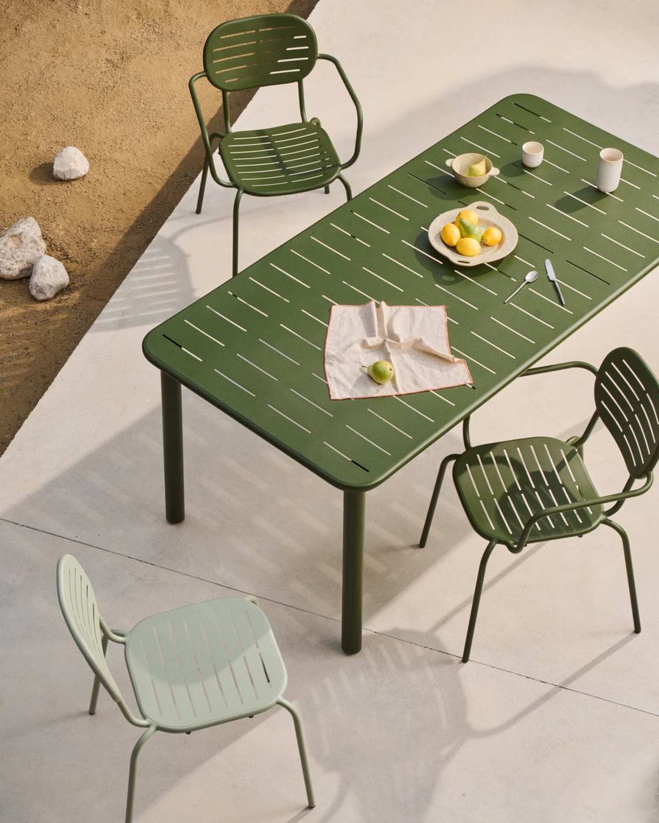 Mesa de exterior Brai de acero galvanizado verde 180 x 90 cm