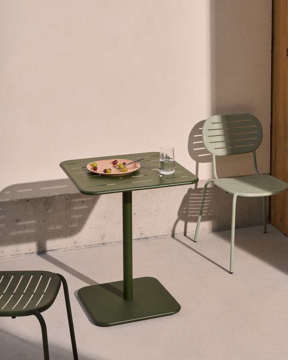Mesa de exterior Brai de acero galvanizado verde 70 x 70 cm