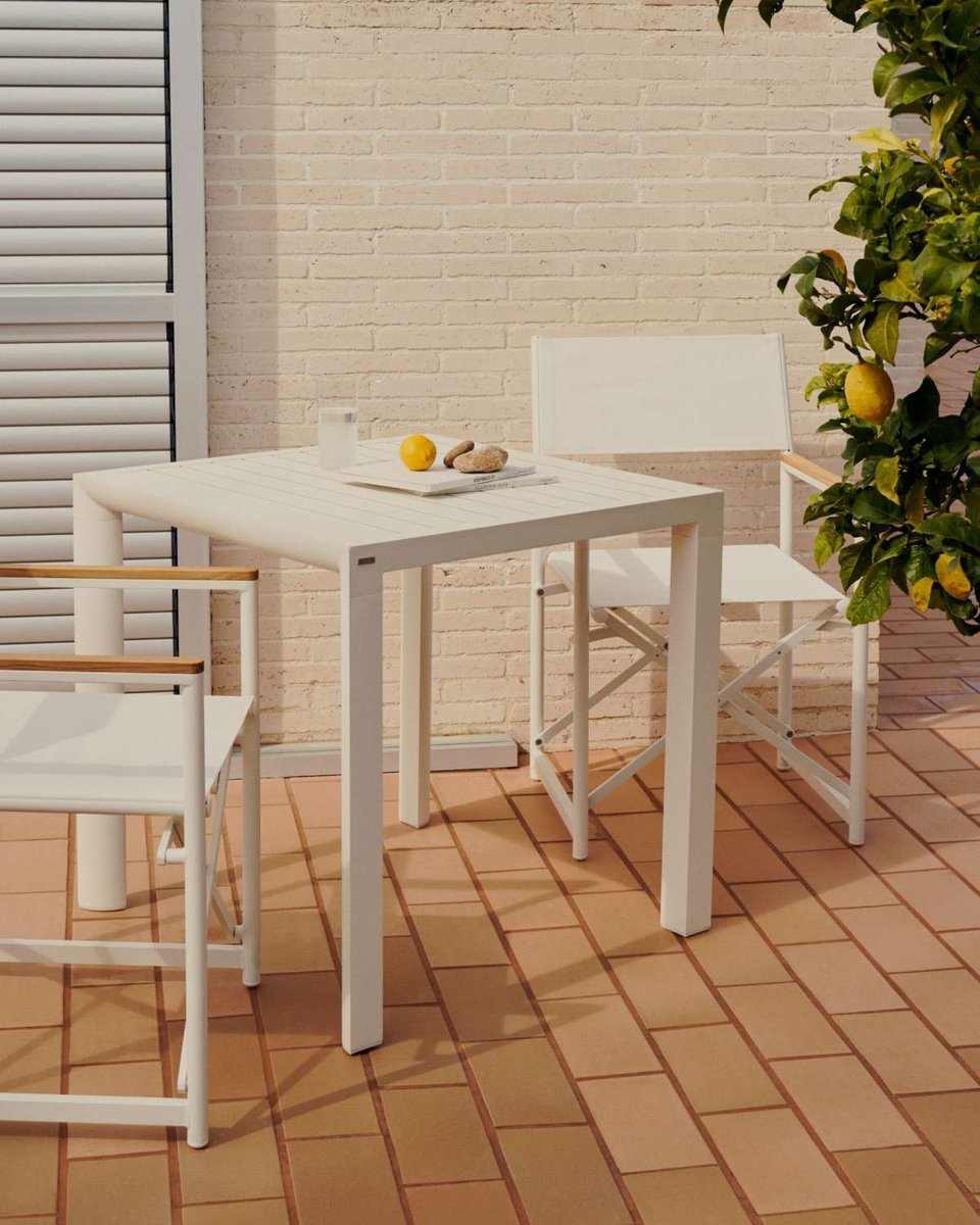 Mesa de exterior Culip de aluminio con acabado blanco 77 x 77 cm