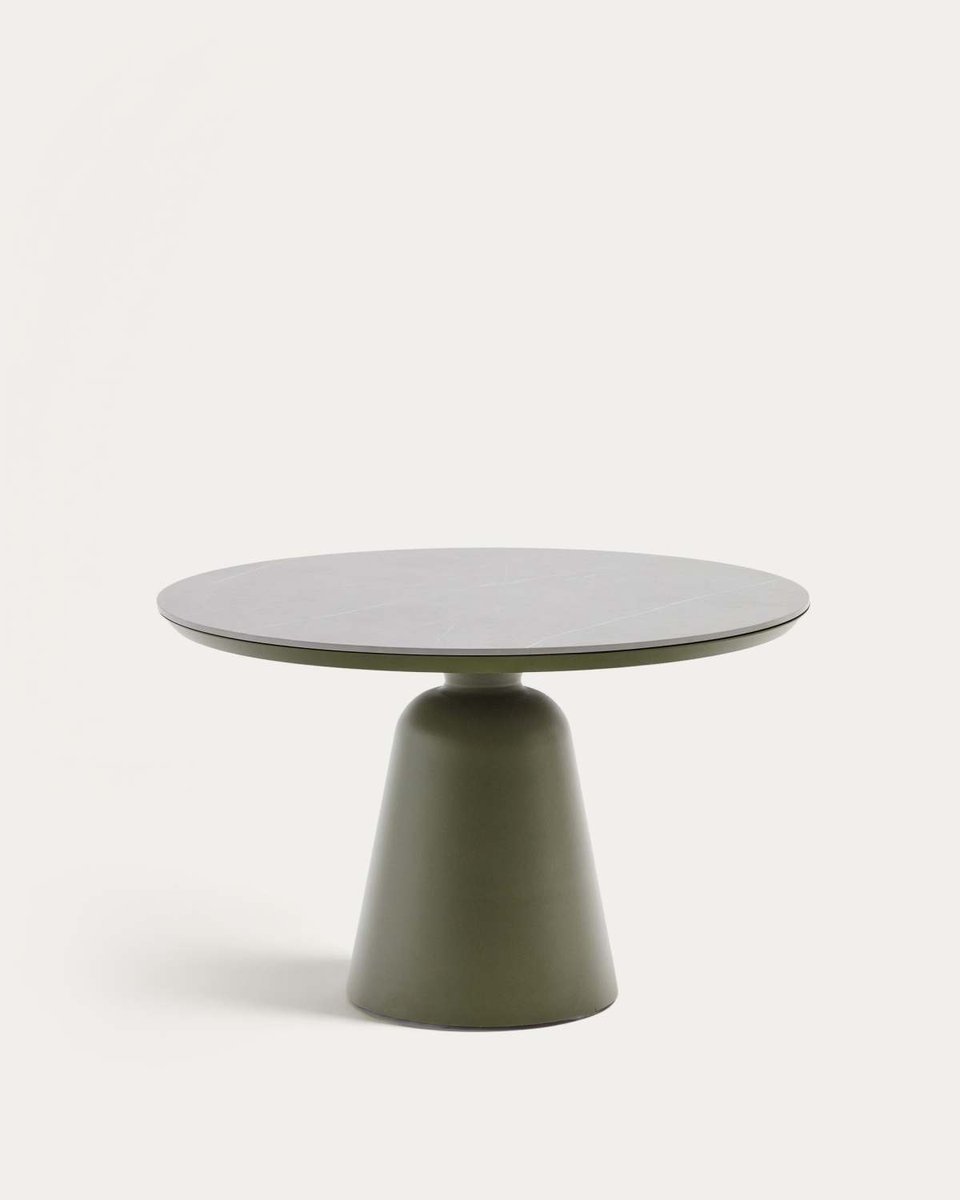 Mesa de exterior Tudons de aluminio y sobre cerámico verde Ø120 cm