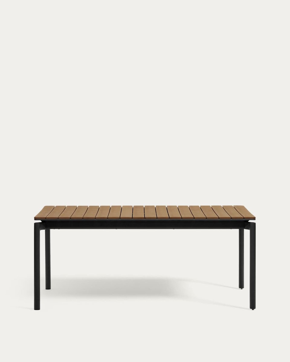 Mesa extensible de exterior Canyelles de polimadera y aluminio negro mate 180(240) x 100 cm