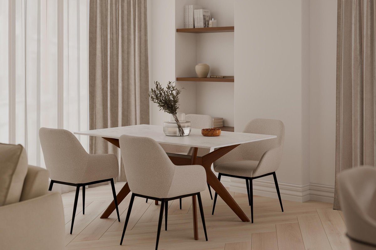 Mesa fija ELOISE 140 blanco/nogal