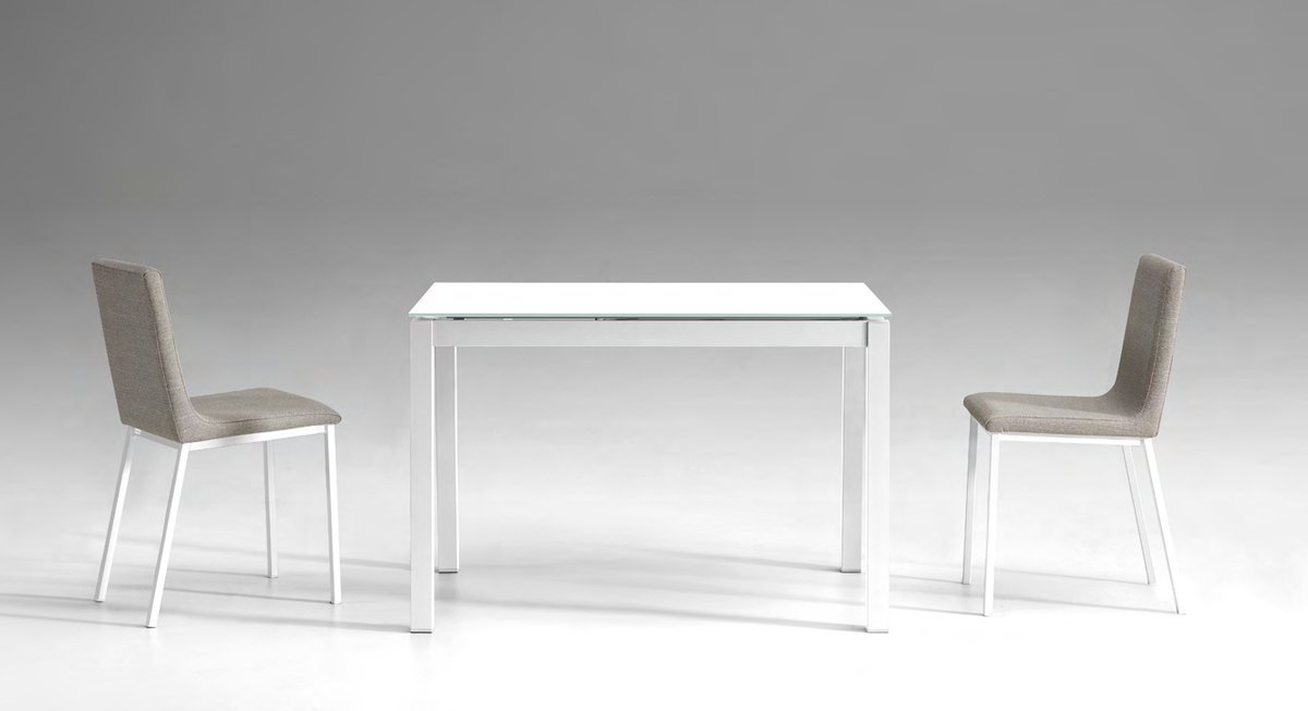 Mesa Menta.  110 x 70 cm / Tapa Cerámico roca / Chasis y Patas Metálico Blanco