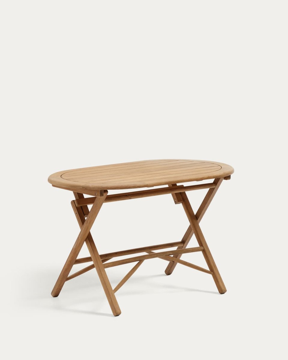Mesa plegable Dandara de madera maciza de acacia acabado natural Ø 120 x 60 cm FSC 100%