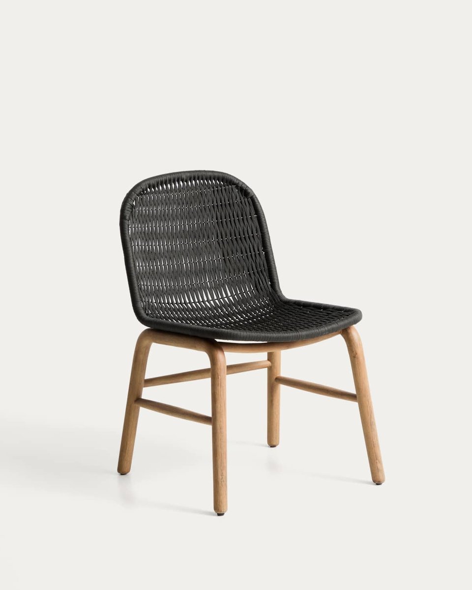 Silla Alipa de madera maciza de acacia y cuerda gris oscuro FSC 100%
