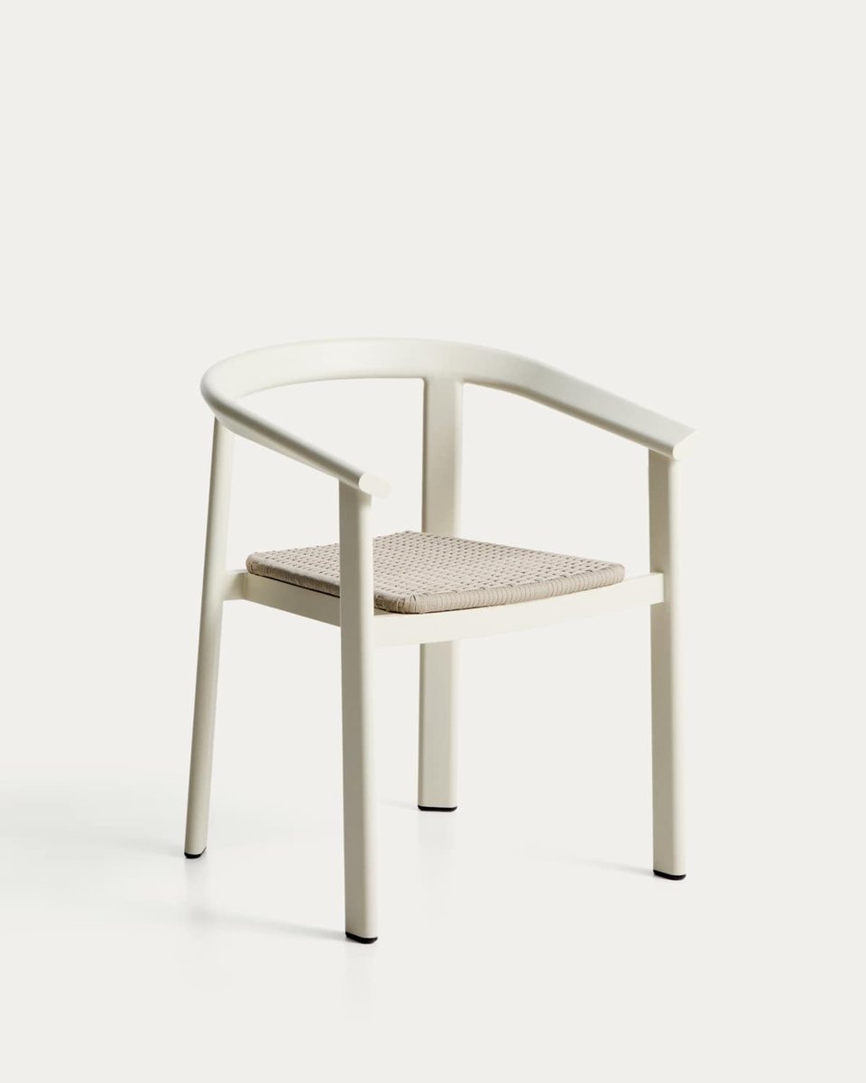 Silla apilable de exterior Erice de aluminio y cuerda crudo