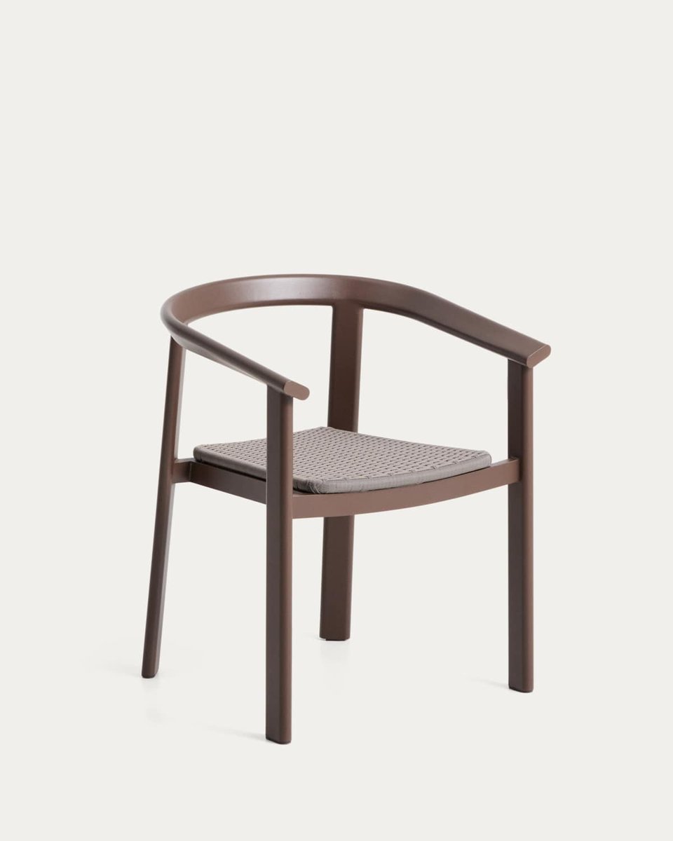 Silla apilable de exterior Erice de aluminio y cuerda marrón