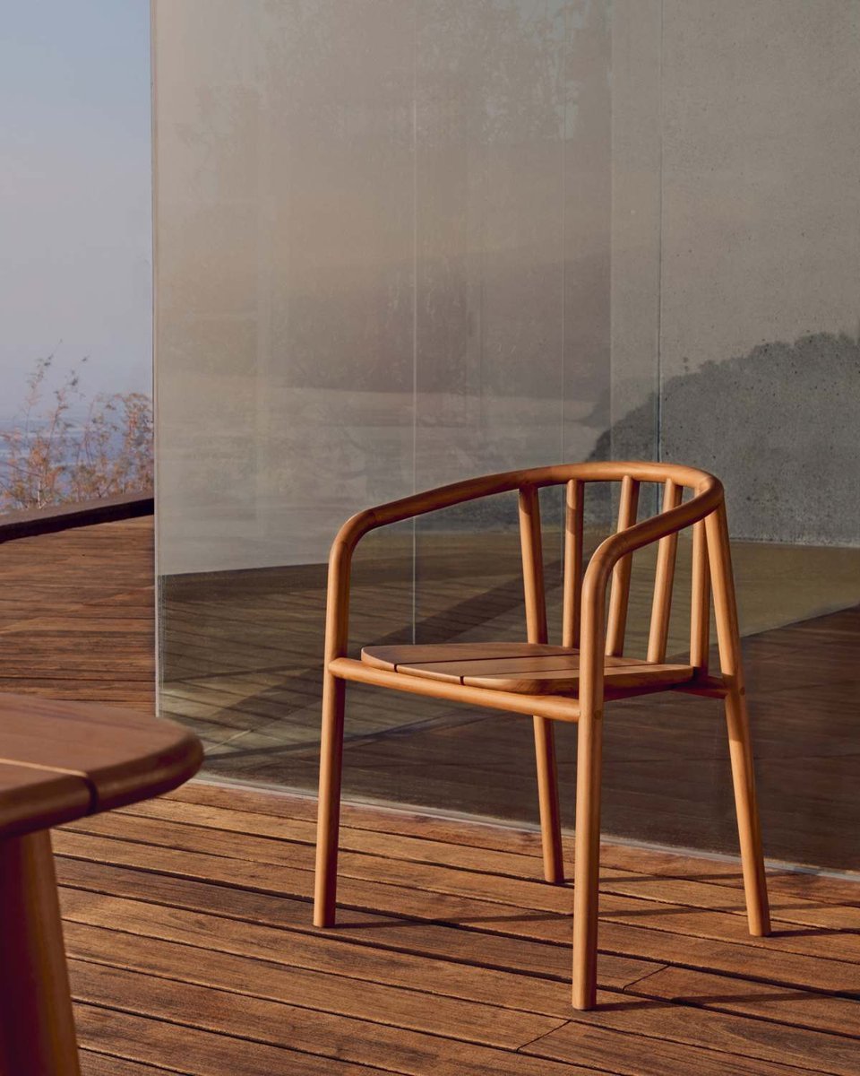Silla apilable de exterior Turqueta de madera maciza de teca FSC 100%