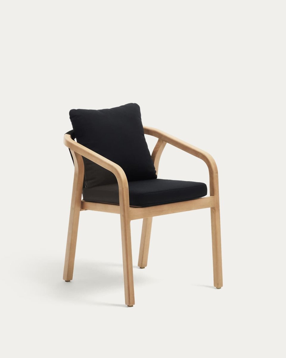 Silla apilable Malaret de madera maciza de eucalipto y cuerda negro FSC 100%