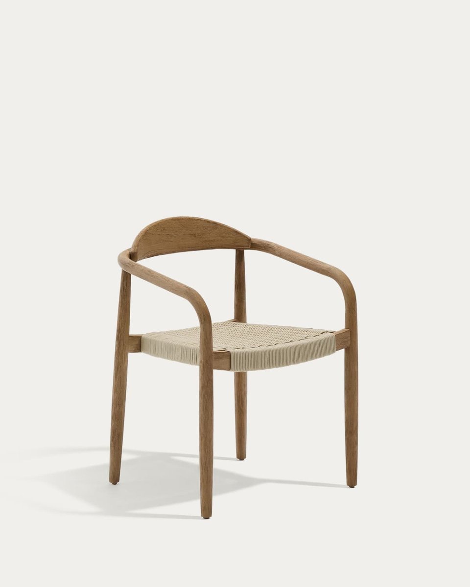 Silla apilable Nina de madera maciza de acacia y cuerda crudo FSC 100%