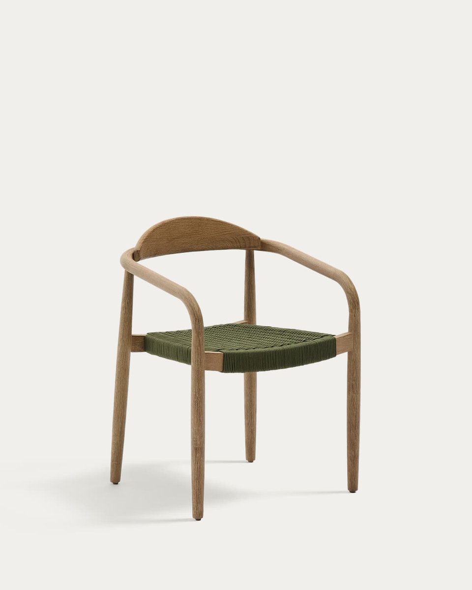 Silla apilable Nina de madera maciza de acacia y cuerda verde FSC 100%