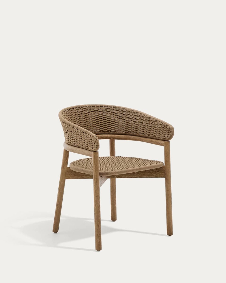 Silla Arinella de madera maciza de acacia acabado tono natural y cuerda beige FSC 100%