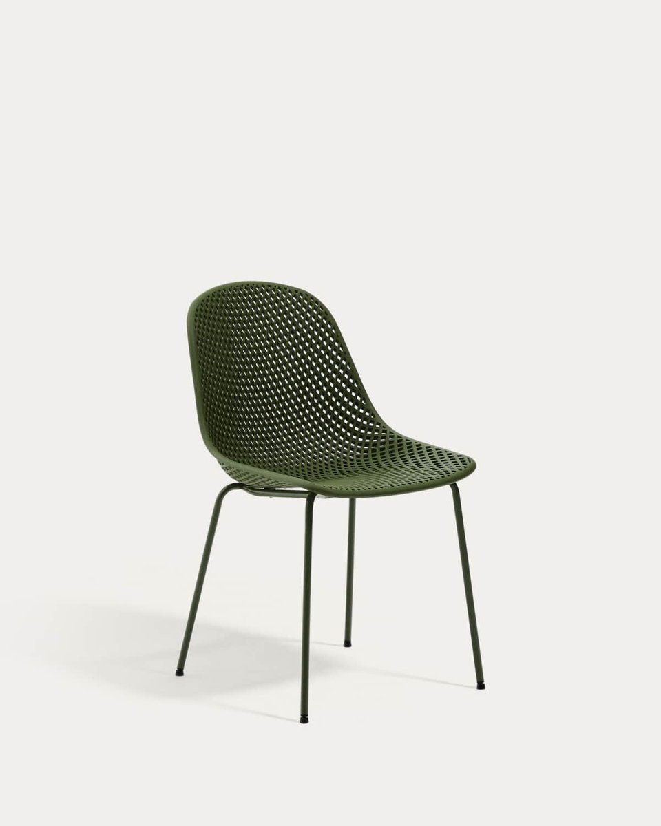 Silla de exterior Quinby con patas de acero verde