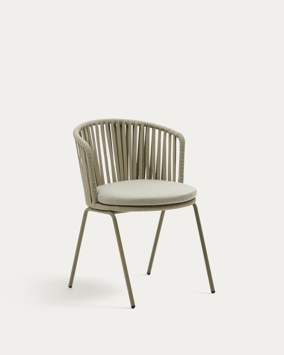 Silla exterior Saconca de cuerda y acero galvanizado verde