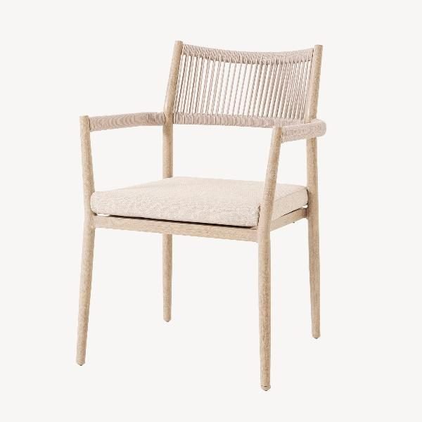 Silla Macarella aluminio imitación madera y asiento beige