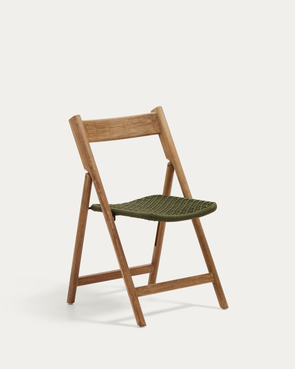 Silla plegable Dandara madera maciza acacia y estructura acero con cuerda verde FSC 100%