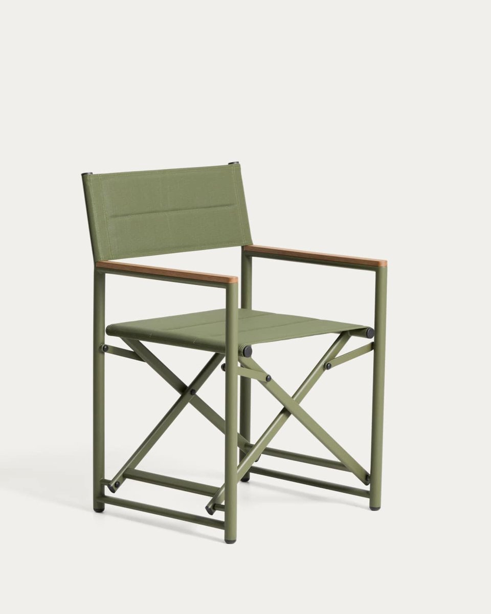 Silla plegable de exterior Tisno de aluminio verde y texteline verde