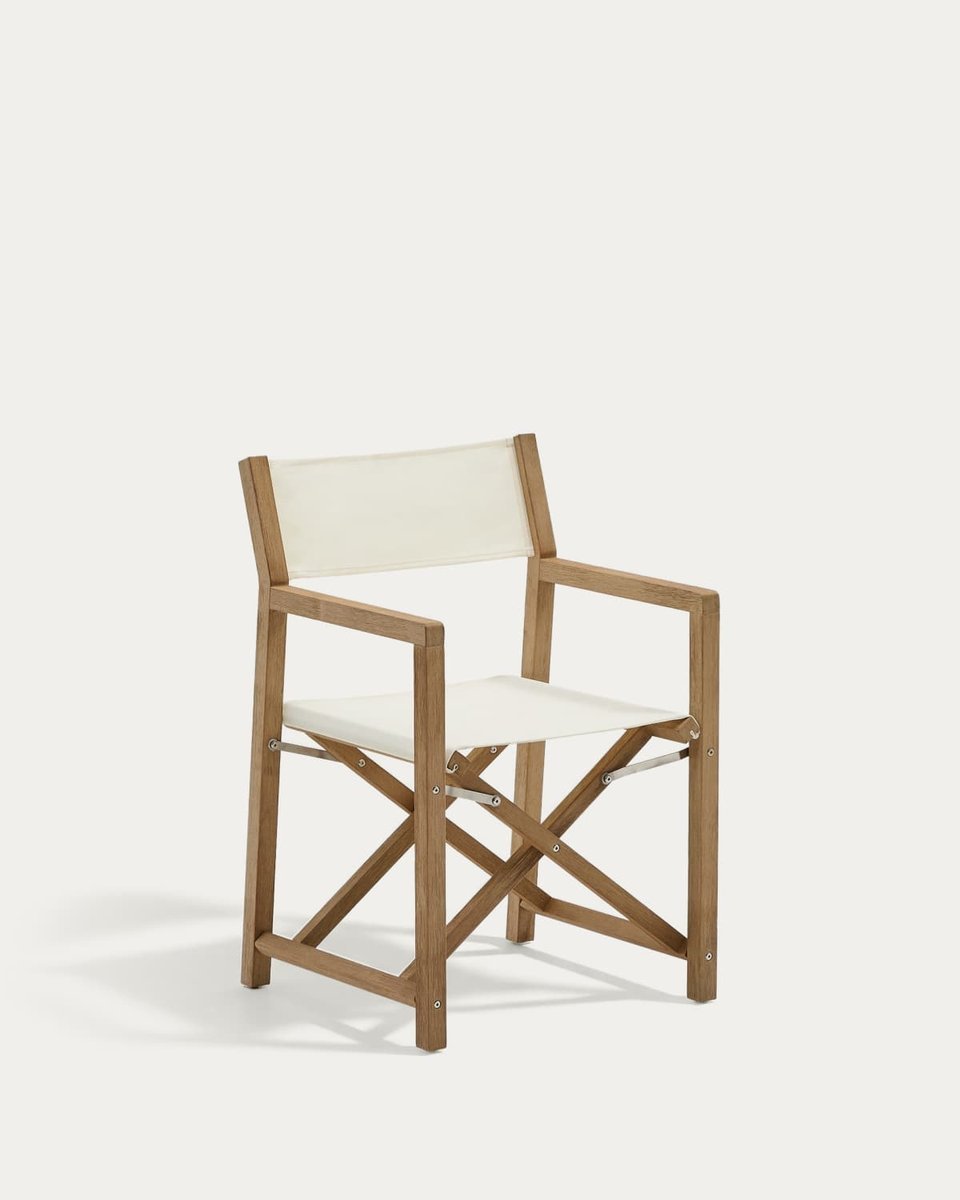 Silla plegable de exterior Vilara blanco de madera maciza de acacia FSC 100%