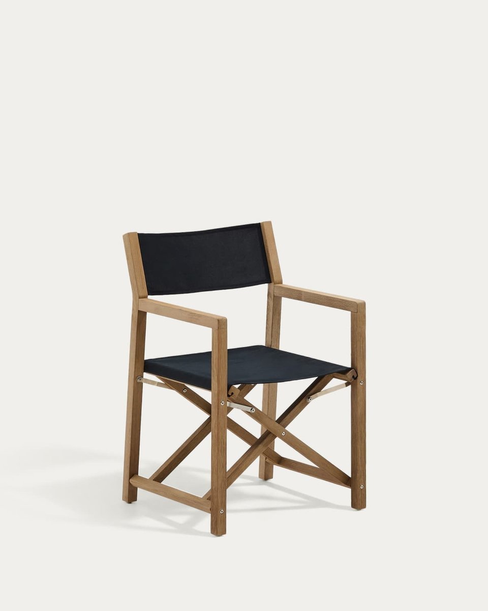 Silla plegable de exterior Vilara negro de madera maciza de acacia FSC 100%