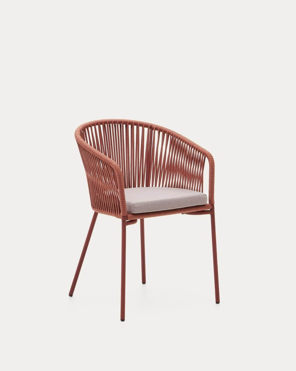 Silla Yanet de cuerda terracota y patas de acero galvanizado