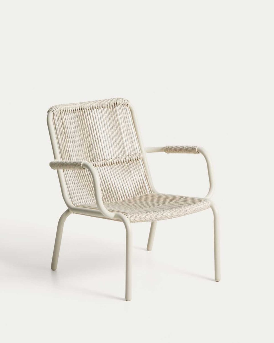 Sillón apilable Salis de aluminio crudo y cuerda sintética crudo
