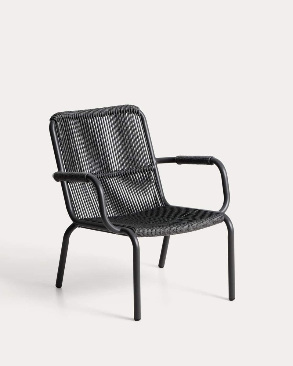 Sillón apilable Salis de aluminio grafito y cuerda sintética gris oscuro