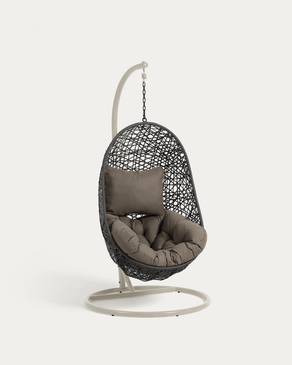 Sillón colgante con pie gris claro Florina gris oscuro