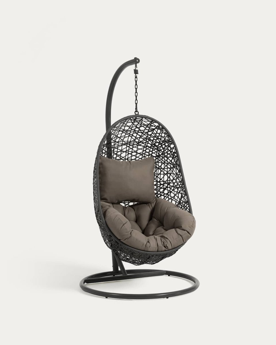 Sillón colgante con pie gris oscuro Florina gris oscuro