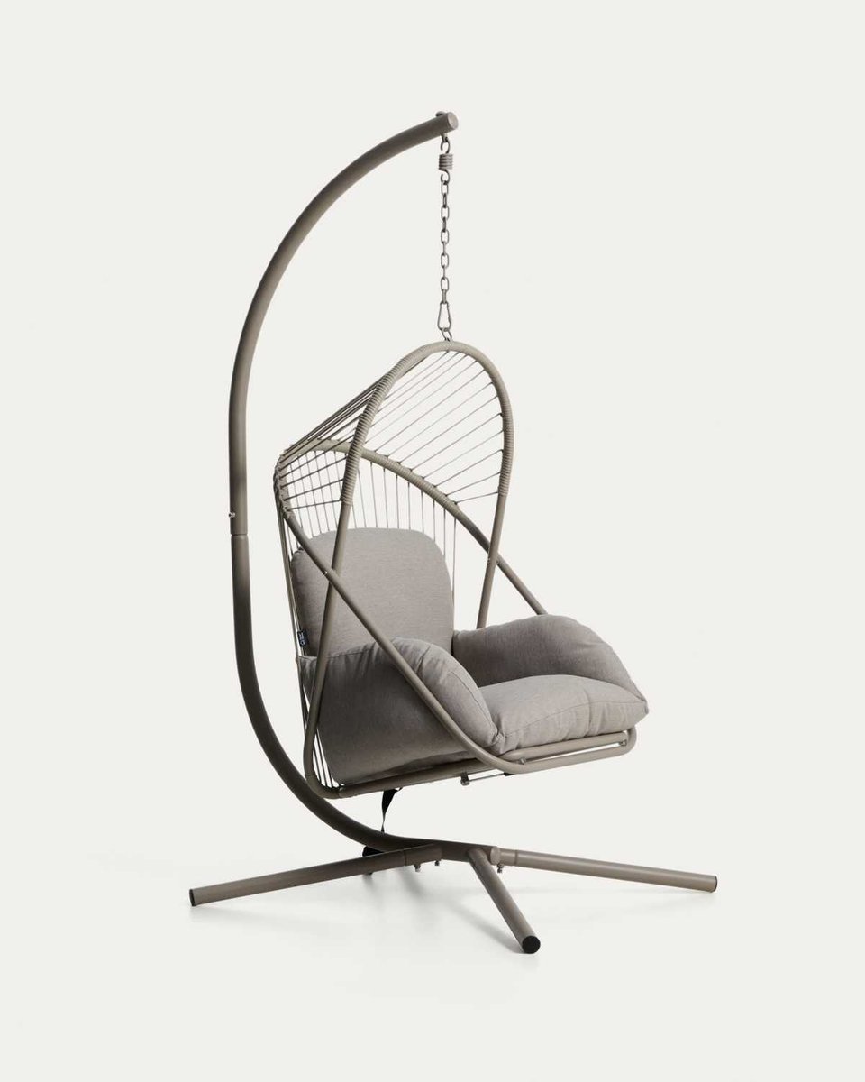Sillón colgante Livadi de acero y cuerda topo