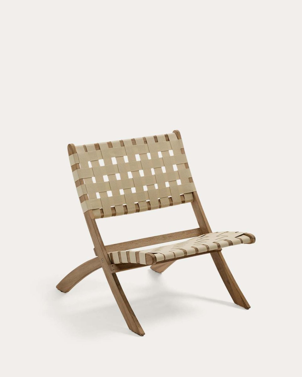 Sillón plegable Chabeli madera maciza acacia y cuerda crema FSC 100%