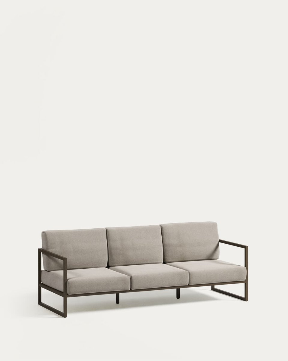 Sofá 100% exterior Comova 3 plazas gris claro y de aluminio verde 222 cm