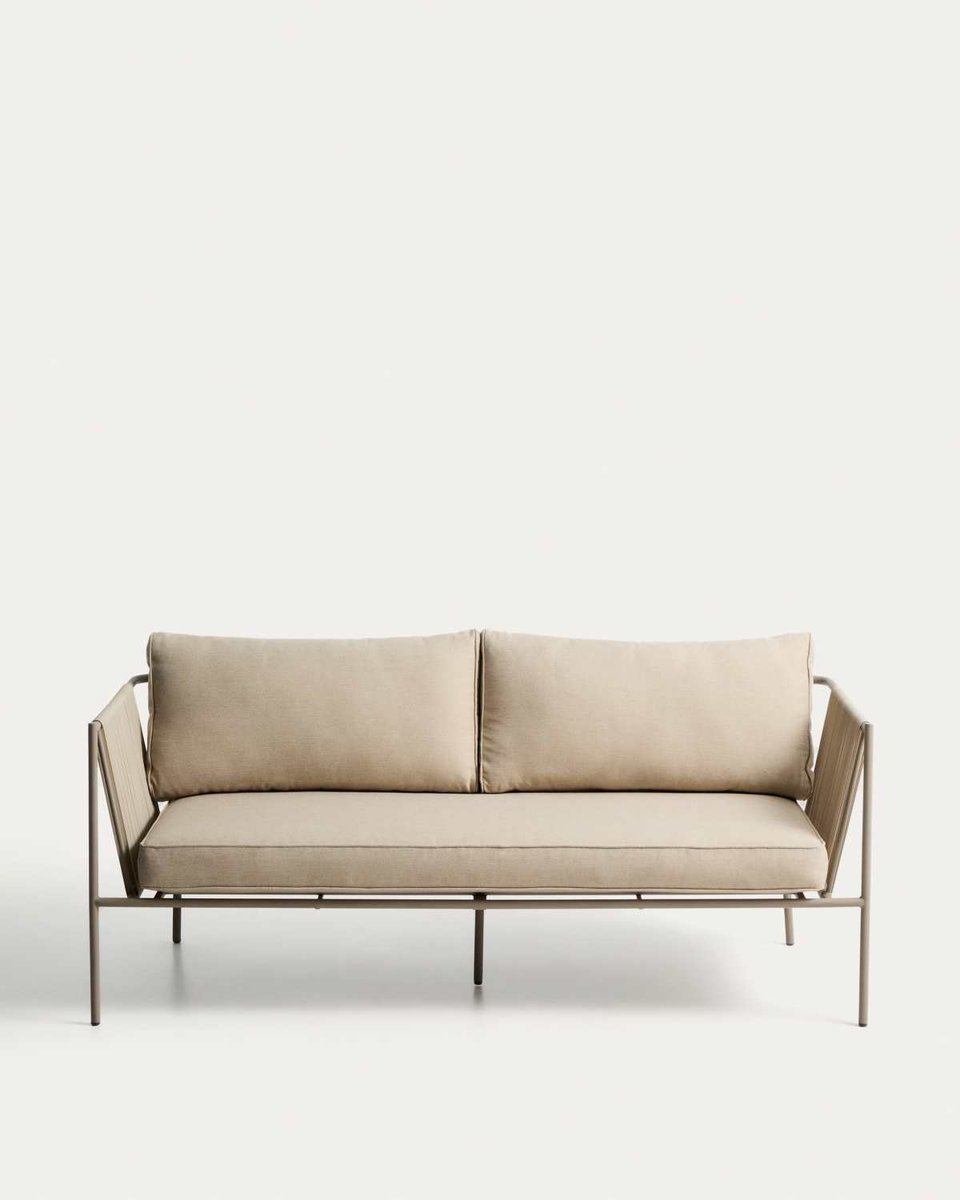 Sofá 2 plazas de exterior Zivia de cuerda crudo y acero galvanizado topo 178 cm