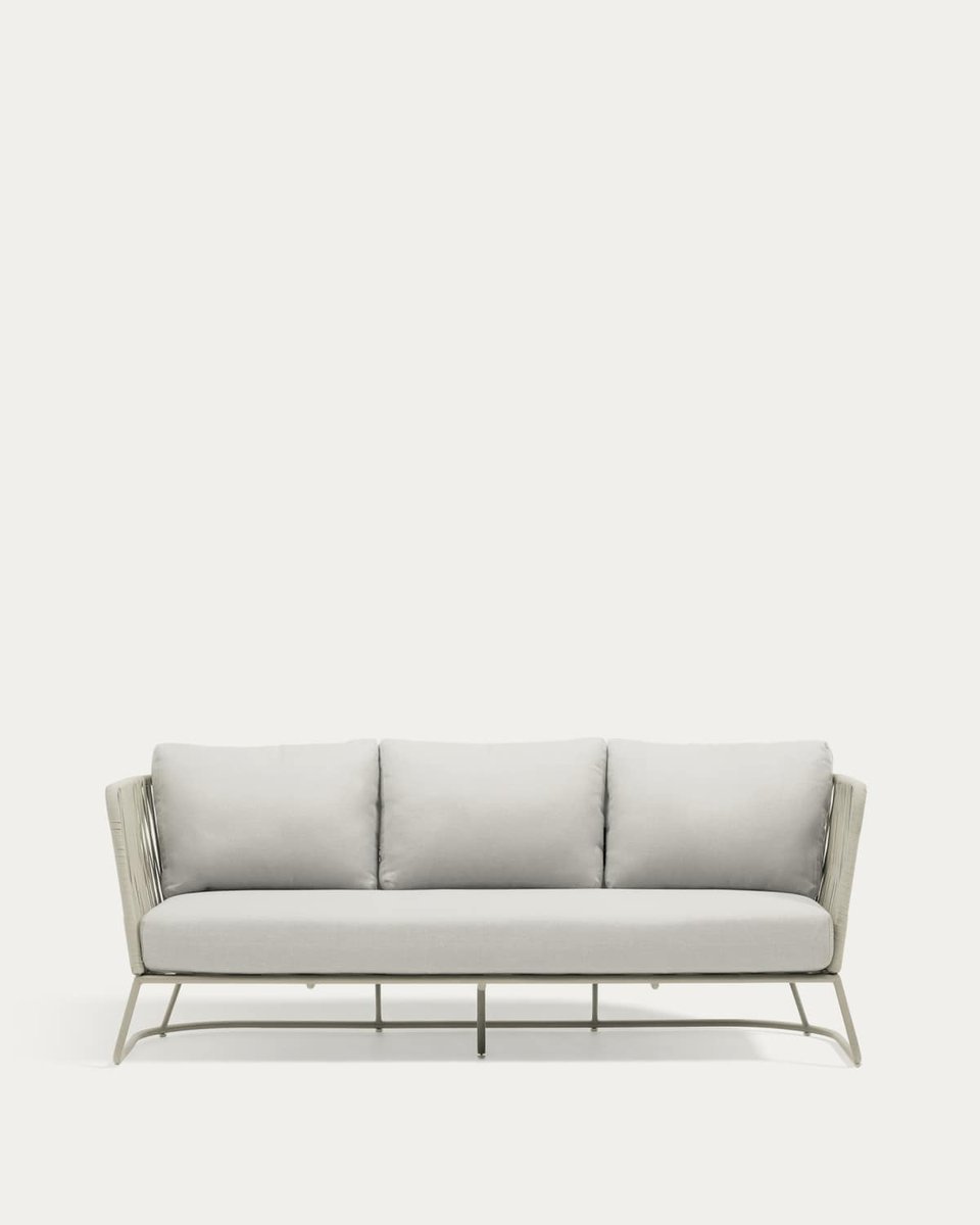 Sofá 3 plazas de exterior Saconca de cuerda y acero galvanizado gris 189 cm