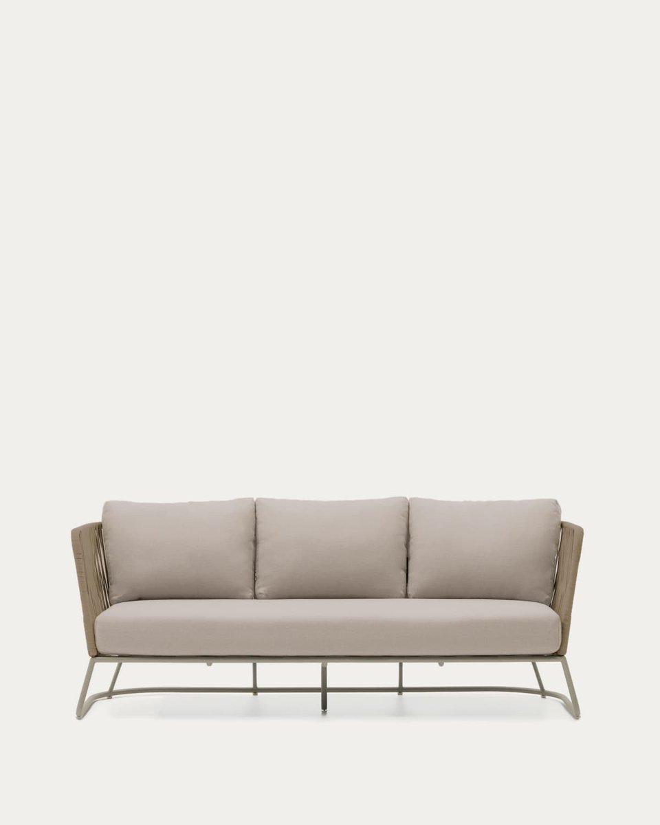 Sofá 3 plazas de exterior Saconca de cuerda y acero galvanizado beige 189 cm