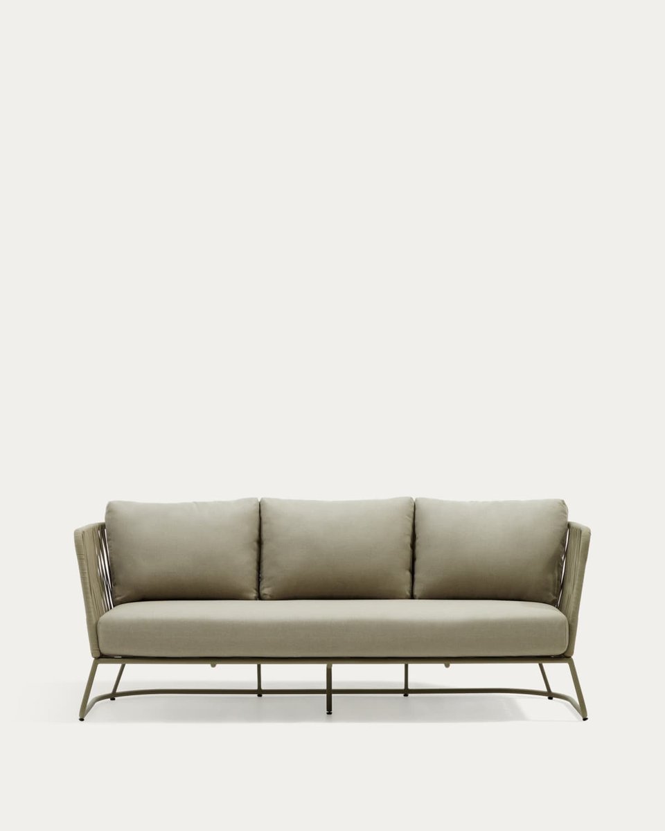 Sofá 3 plazas de exterior Saconca de cuerda y acero galvanizado verde 189 cm