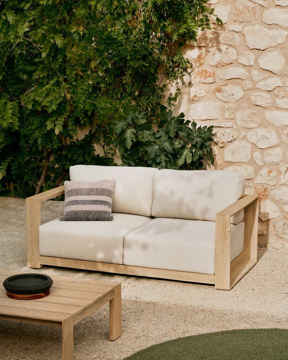 Sofá Ambra de 2 plazas de madera maciza de acacia con acabado claro 174 cm FSC 100%