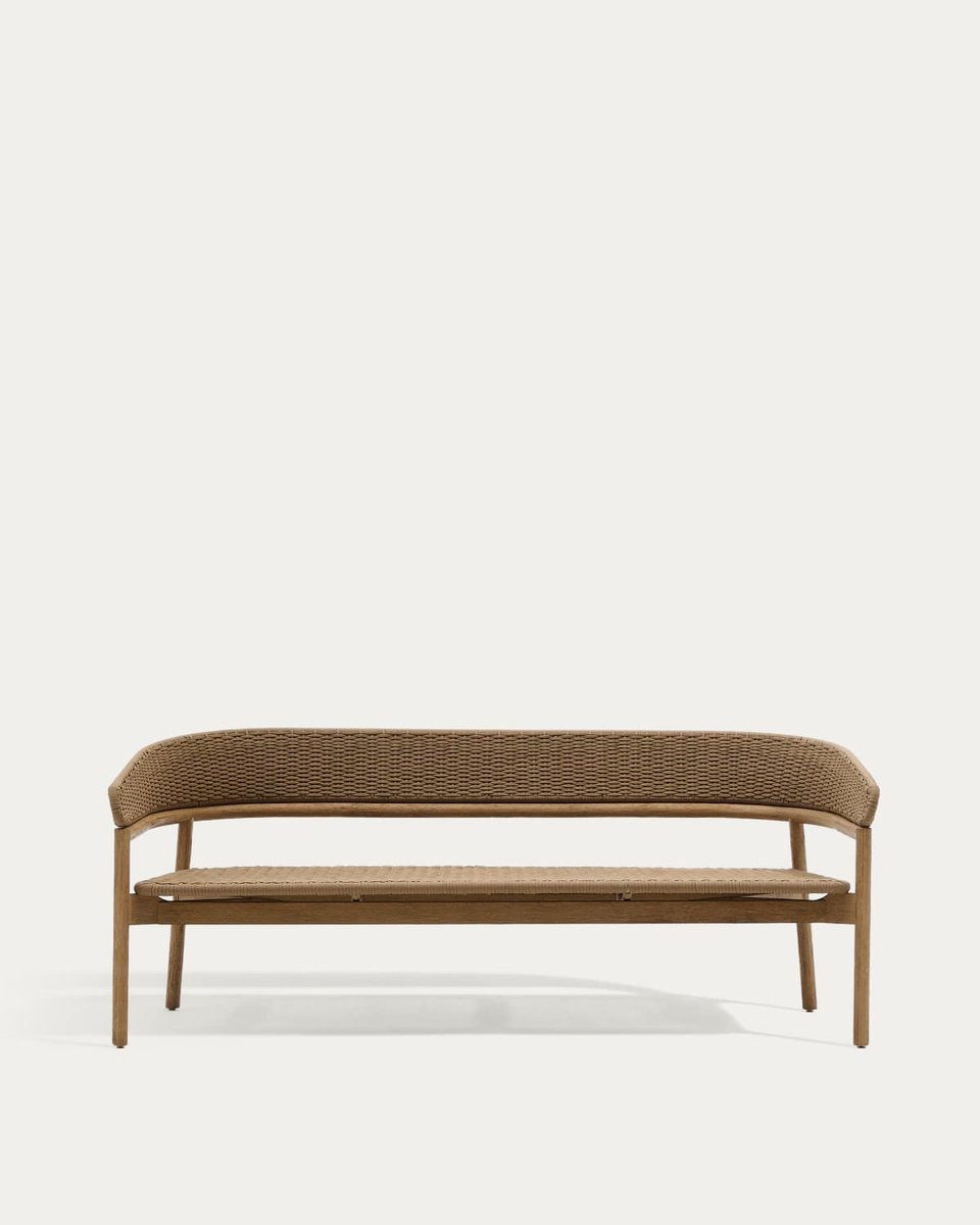 Sofá Arinella 3 plazas de madera maciza de acacia acabado tono natural y cuerda beige FSC 100% 167 cm