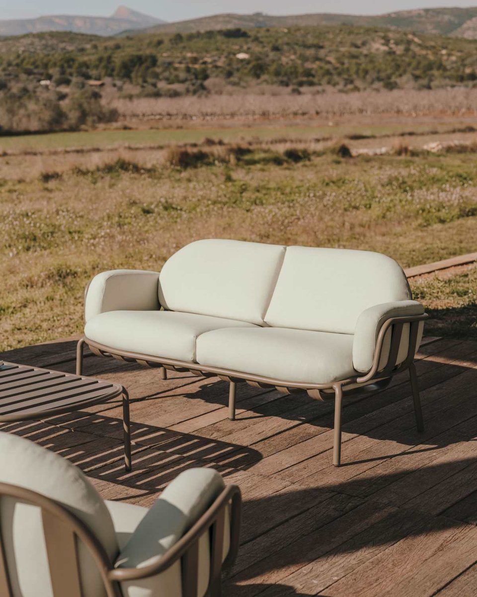 Sofá de exterior Joncols 2 plazas de aluminio con acabado pintado gris y cojines gris 164 cm