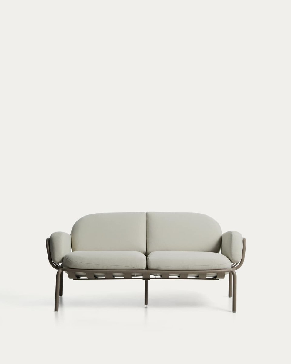 Sofá de exterior Joncols 2 plazas de aluminio con acabado pintado topo y cojines beige 164 cm